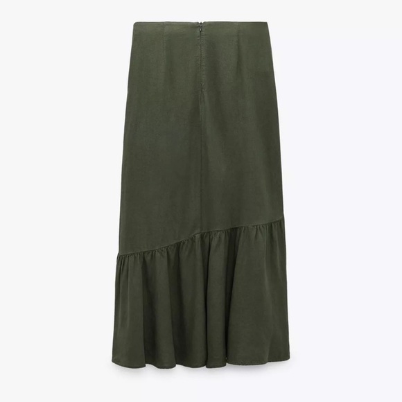 Zara linen blend ruffle midi skirt - Picture 6 of 8